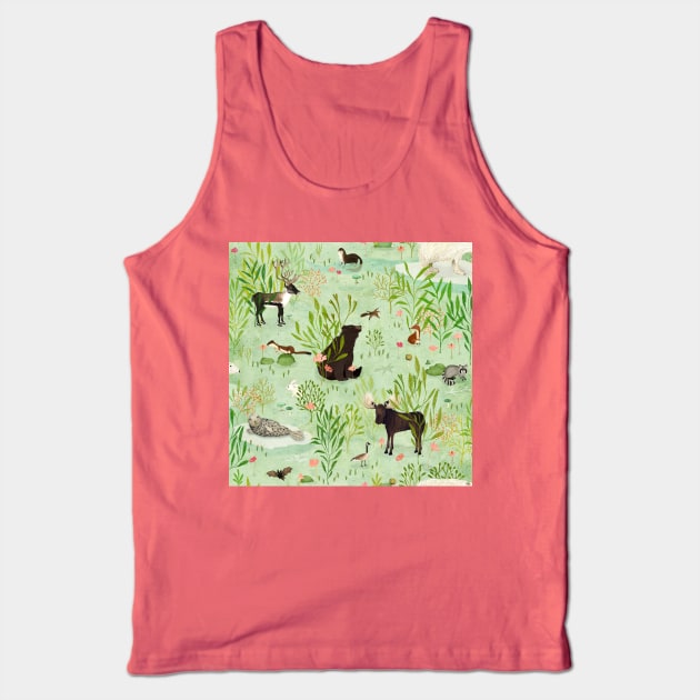 This wild life (Green) Tank Top by katherinequinnillustration